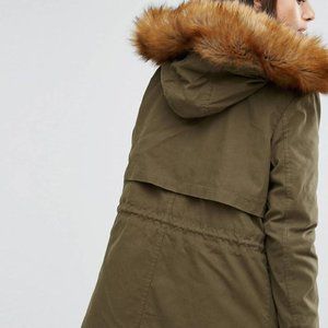 PARKA LONDON FAUX FUR KHAKI JACKET/WINTER COAT SIZE XS/S- $425 retail- ONO
